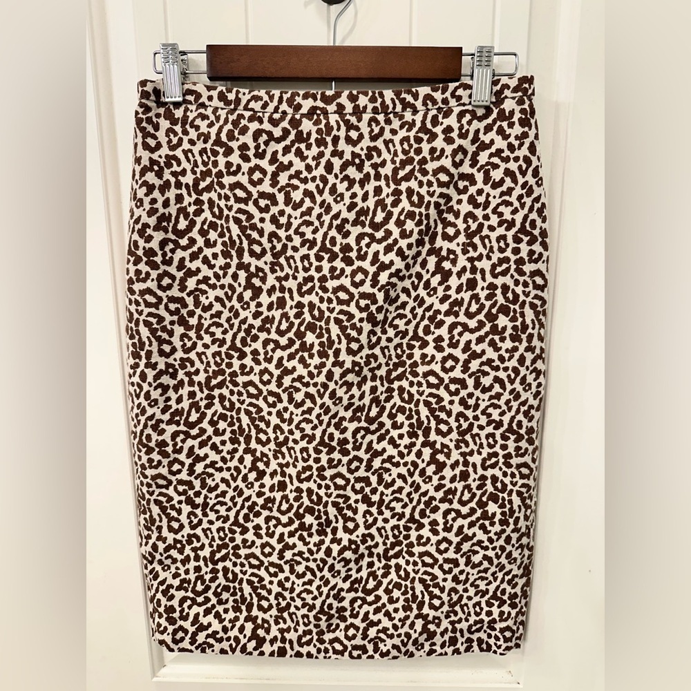 J.Crew Linen No. 2 Pencil Skirt Cheetah Print Lined 4